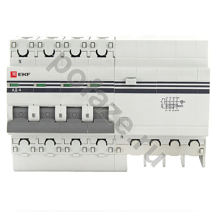 Автоматический выключатель дифференциального тока EKF АД-4 PROxima 4П 6А 30мА (C) 4.5кА (AC, эл.)