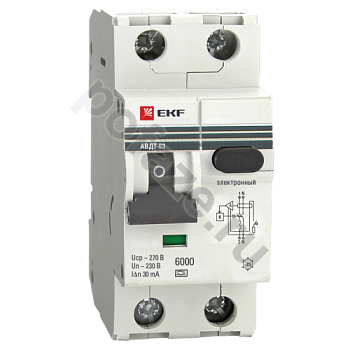 Автоматический выключатель дифференциального тока EKF АВДТ-63 1П+Н 10А 100мА (C) 6кА (A)
