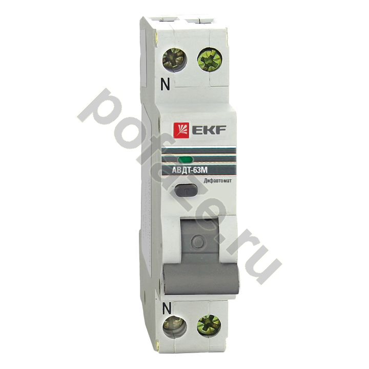 Автоматический выключатель дифференциального тока EKF АВДТ-63М 1П+Н 10А 30мА (C) 6кА (AC, эл.)