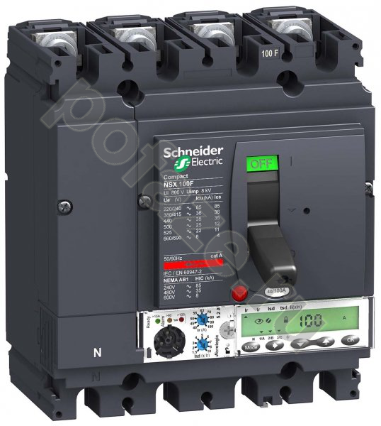 Автоматический выключатель стационарный Schneider Electric Compact NSX 4П 50А 50кА (IP30)