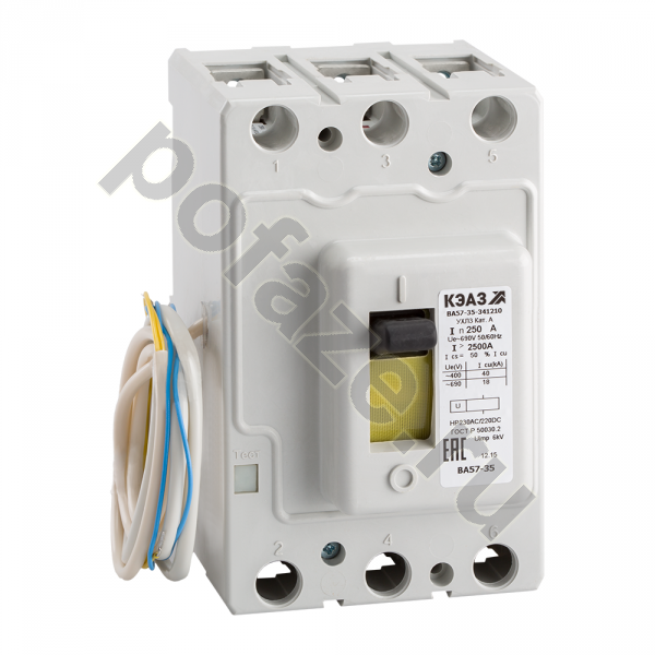 Автоматический выключатель стационарный КЭАЗ ВА57-35-345410 3П 250А 40кА 2НО+2НЗ (IP20)