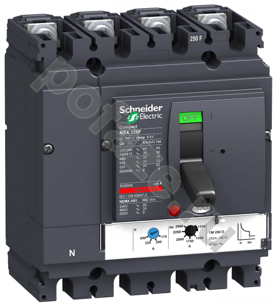 Автоматический выключатель стационарный Schneider Electric Compact NSX250B 4П 200А 25кА (IP30)