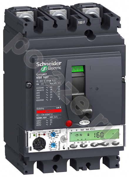 Автоматический выключатель стационарный Schneider Electric Compact NSX160N 3П 100А 50кА (IP30)