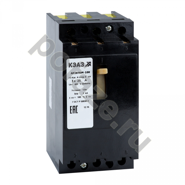 Автоматический выключатель стационарный КЭАЗ АЕ2046М-100 3П 4А 0.6кА (IP00)