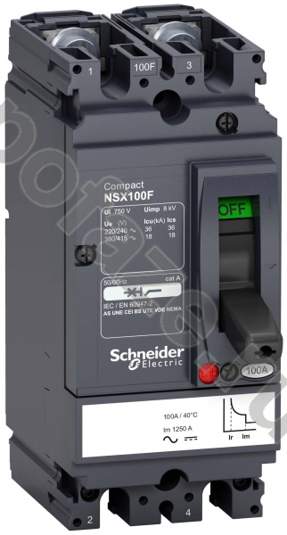 Автоматический выключатель стационарный Schneider Electric Compact NSX 2П 50А 18кА (IP30)