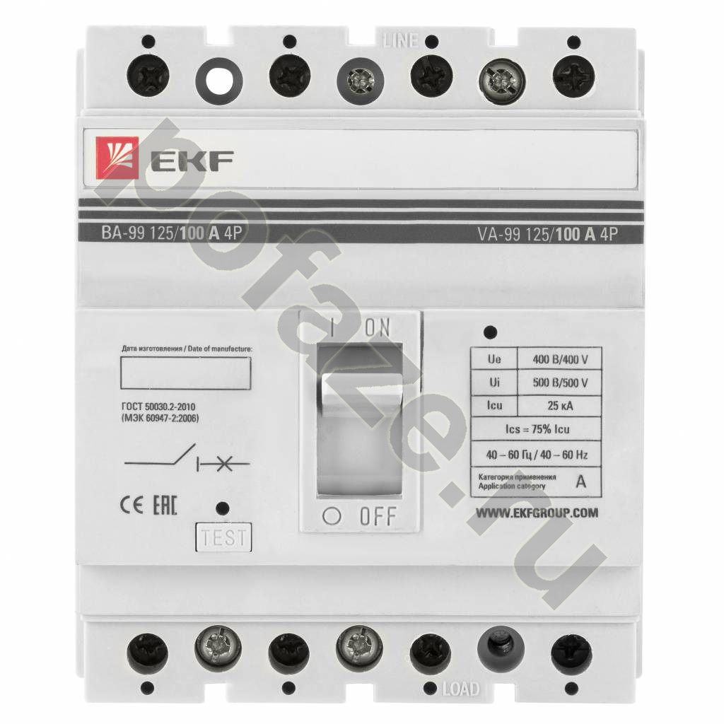 Автоматический выключатель EKF ВА-99 125 PROxima 3П 100А 25кА