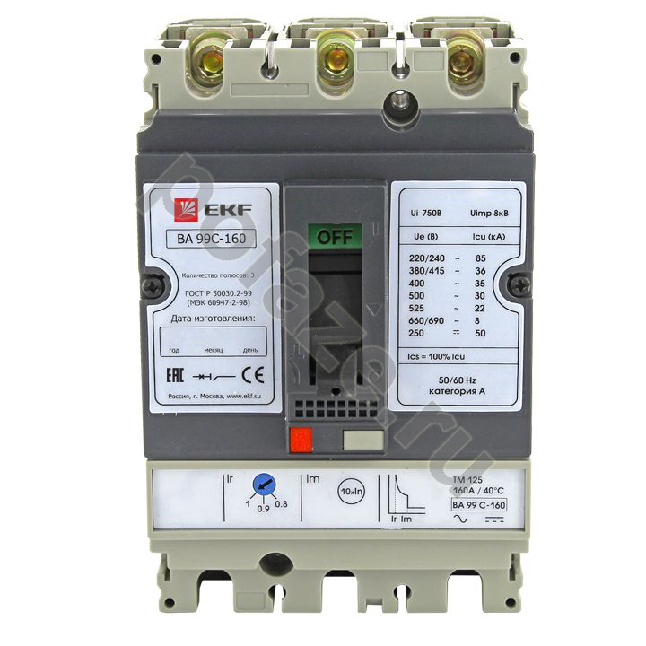 Автоматический выключатель EKF ВА-99C 400 PROxima 3П 225А 45кА (эл. расцеп. STR23SE)