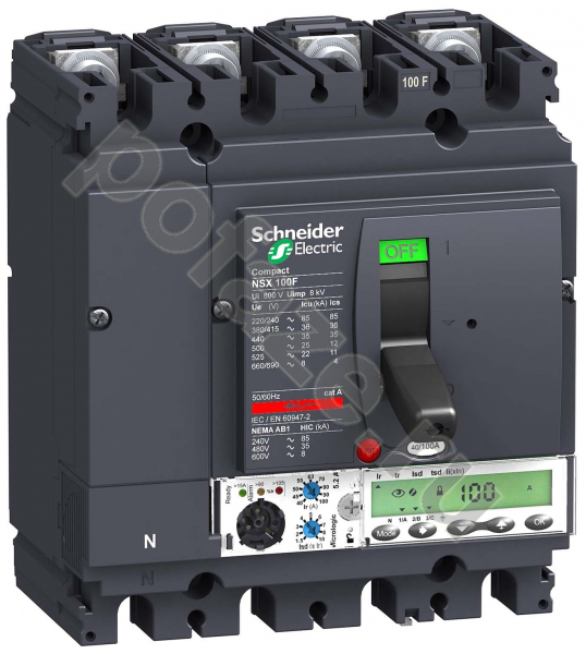Автоматический выключатель стационарный Schneider Electric Compact NS630 4П 100А 50кА (IP30)