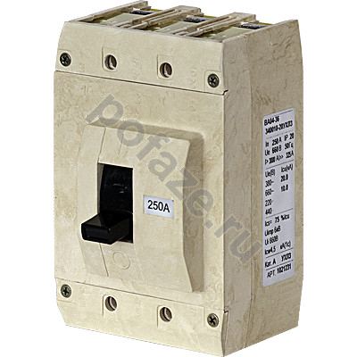 Автоматический выключатель стационарный Контактор ВА04-36-341850 3П 80А 10кА (валик привода удлинен, IP20)
