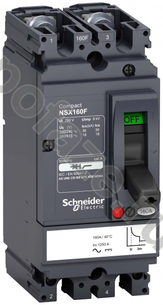 Автоматический выключатель стационарный Schneider Electric Compact NSX 2П 160А 18кА (IP30)