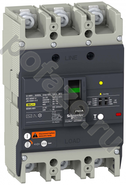 Автоматический выключатель стационарный Schneider Electric EasyPact EZC 3П 250А 25кА (IP20)