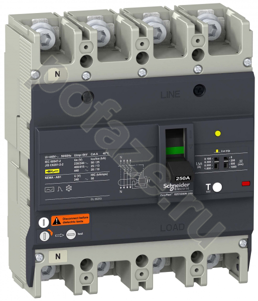 Schneider Electric EasyPact EZC 4П 250А 25кА (IP20)