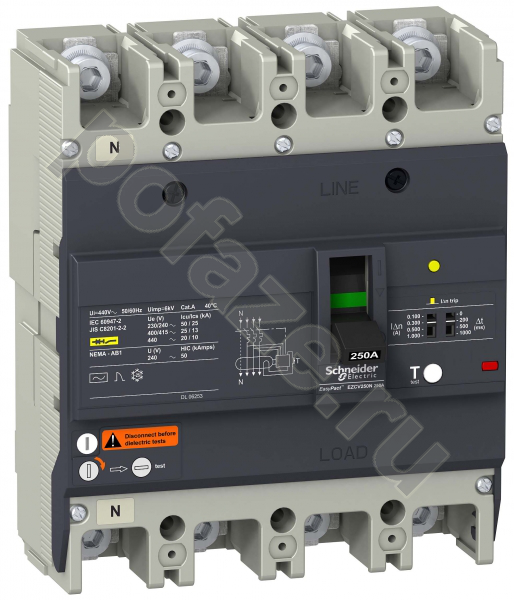 Автоматический выключатель стационарный Schneider Electric EasyPact EZC 4П 250А 25кА (IP20)