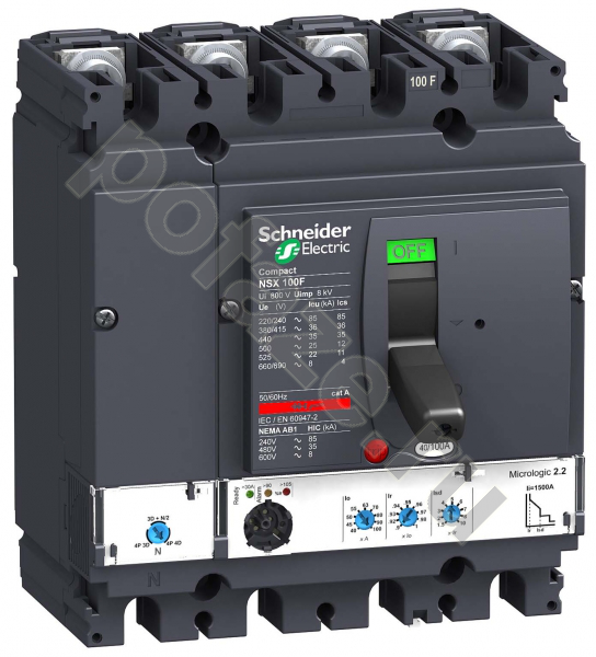 Автоматический выключатель стационарный Schneider Electric Compact NSX100B 4П 40А 25кА (IP30)