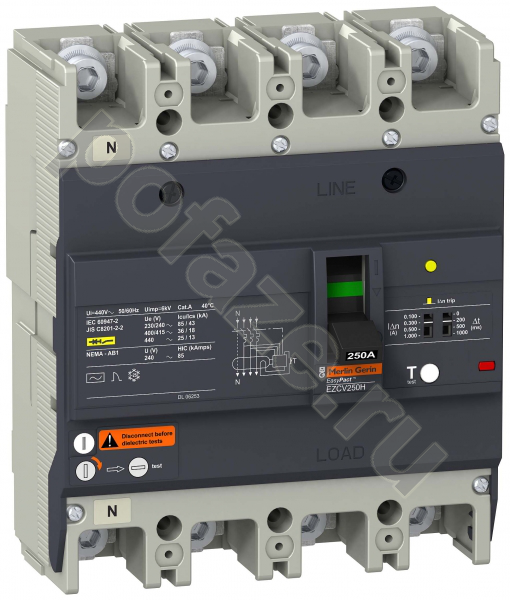 Schneider Electric EasyPact EZC 4П 250А 30кА (IP20)